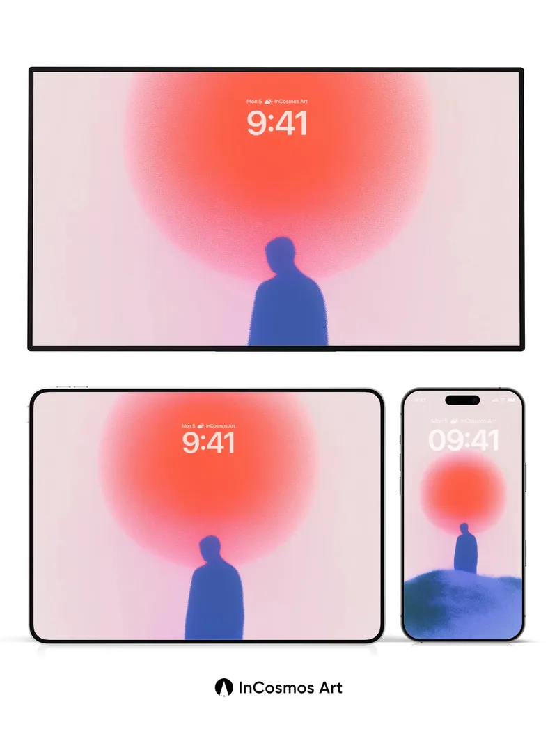 Silhouetted Solitude Wallpaper with Radiant Horizon