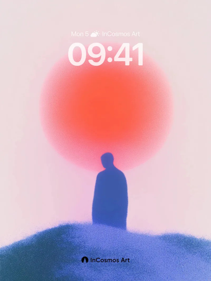 Silhouetted Solitude Wallpaper with Radiant Horizon