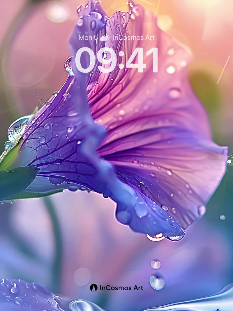 Luminous Petal Wallpaper with Dewfall Echo