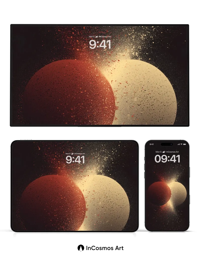 Cosmic Collision Wallpaper with Star Dust Trails