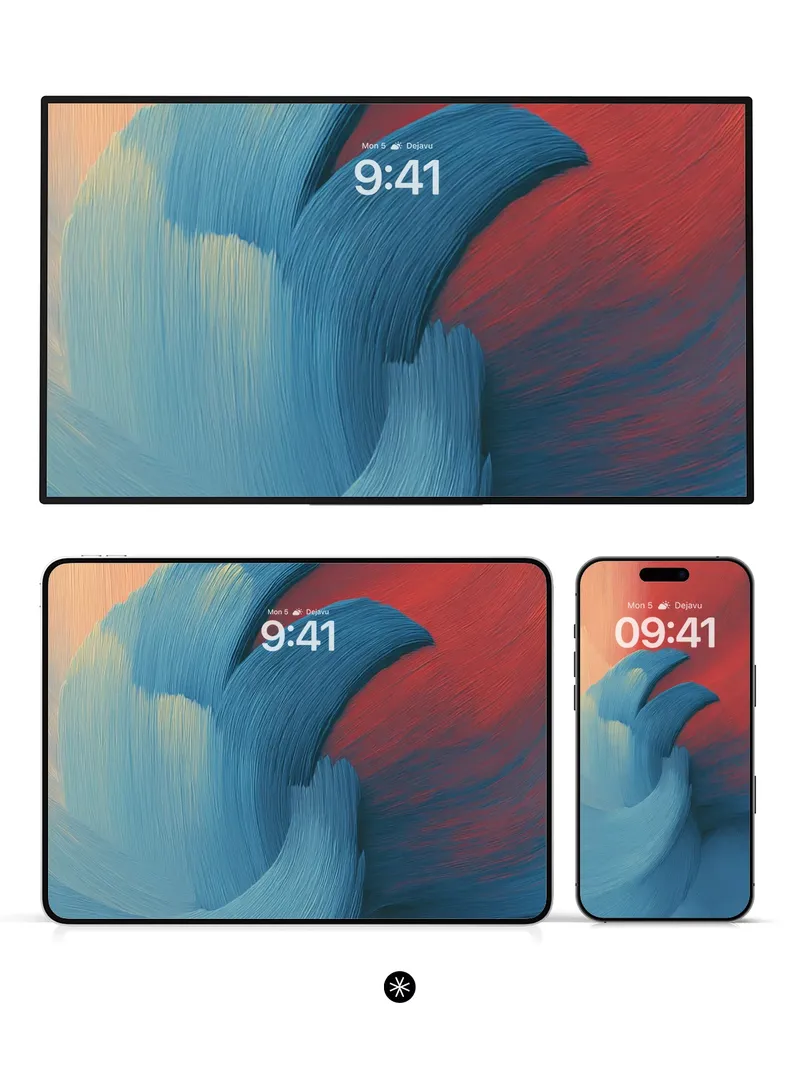 Surreal Oceanic Flow Wallpaper with Crimson Horizon