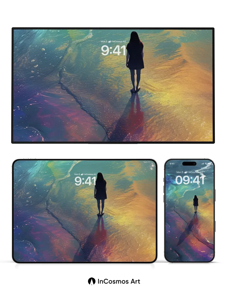 Surreal Tide Wallpaper with Prismatic Shores