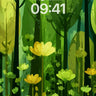 Luminous Forest Wallpaper with Golden Petals wallpaper for iPhone, iPad & Mac