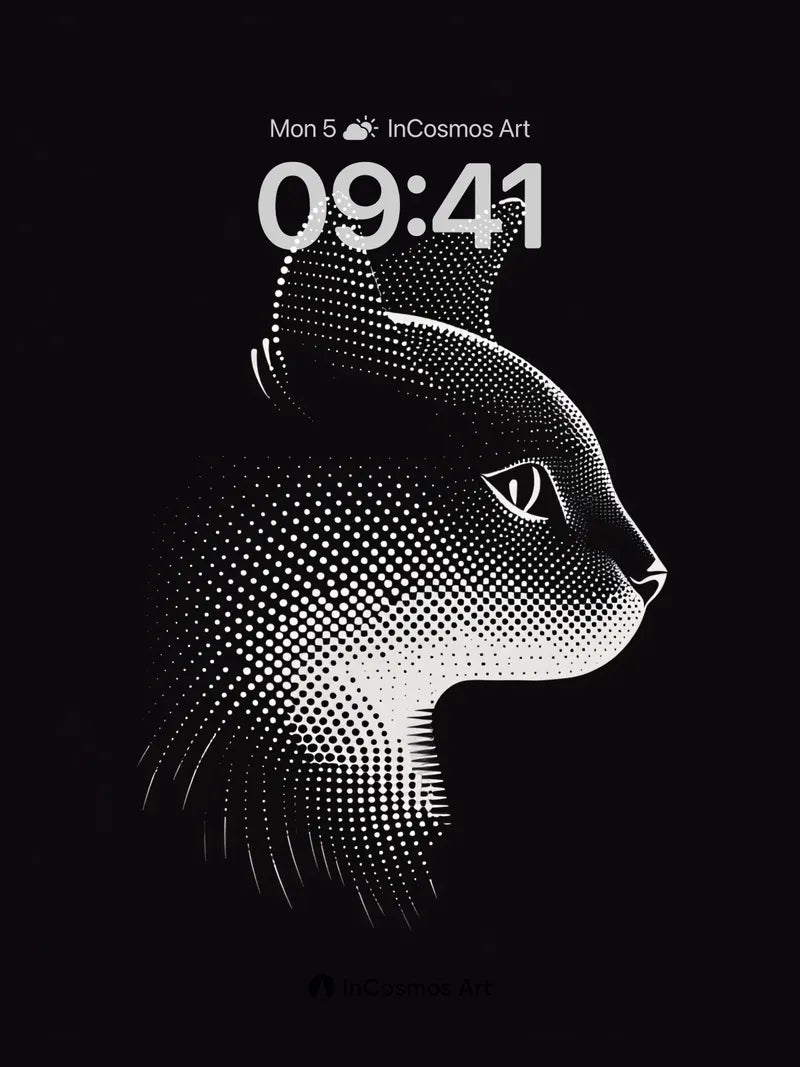 Silent Echoes Wallpaper with Dot Matrix Feline