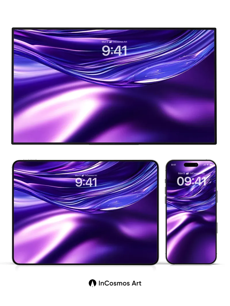 Luminous Violet Flow Wallpaper with Liquid Light