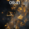 Luminous Geometry Wallpaper with Floating Gold Pyramids wallpaper for iPhone, iPad & Mac