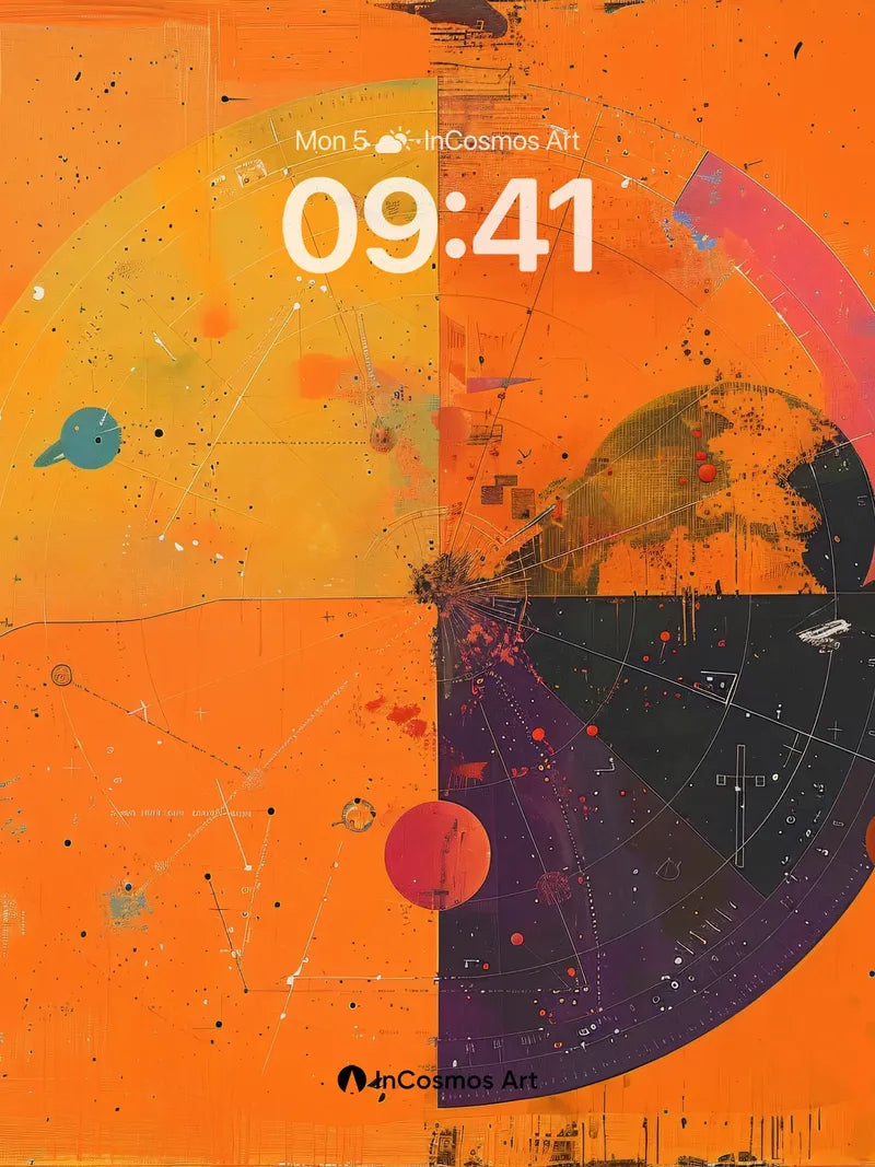 Cosmic Circuit Wallpaper with Celestial Grids