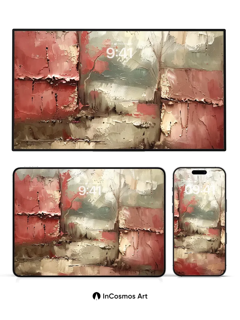 Crimson Echo Wallpaper with Weathered Canvas