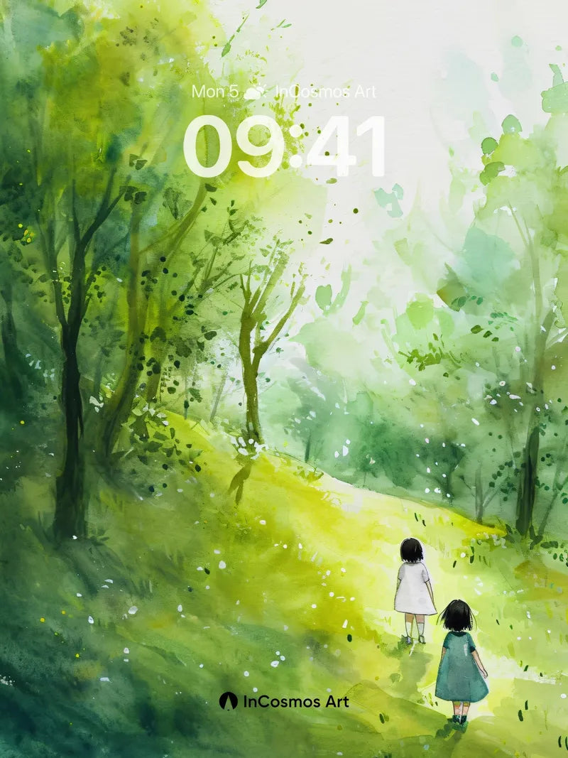 Whispering Green Wallpaper with Sunlit Paths