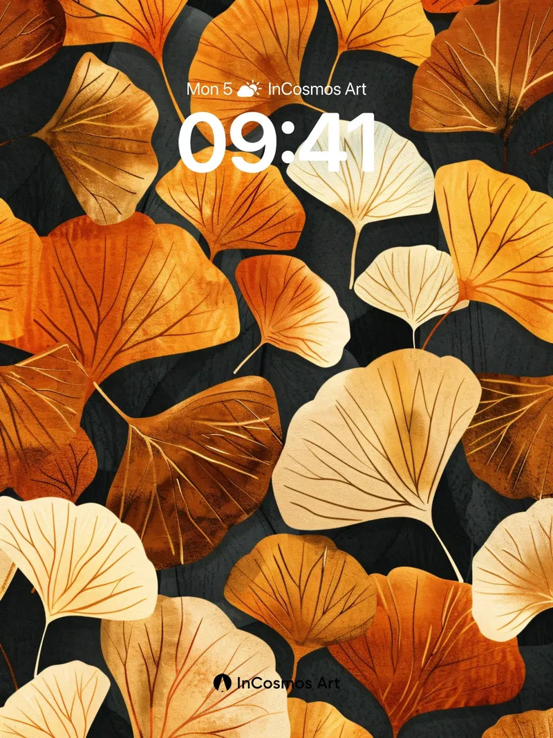 Autumn Whispers Wallpaper with Gilded Leaves