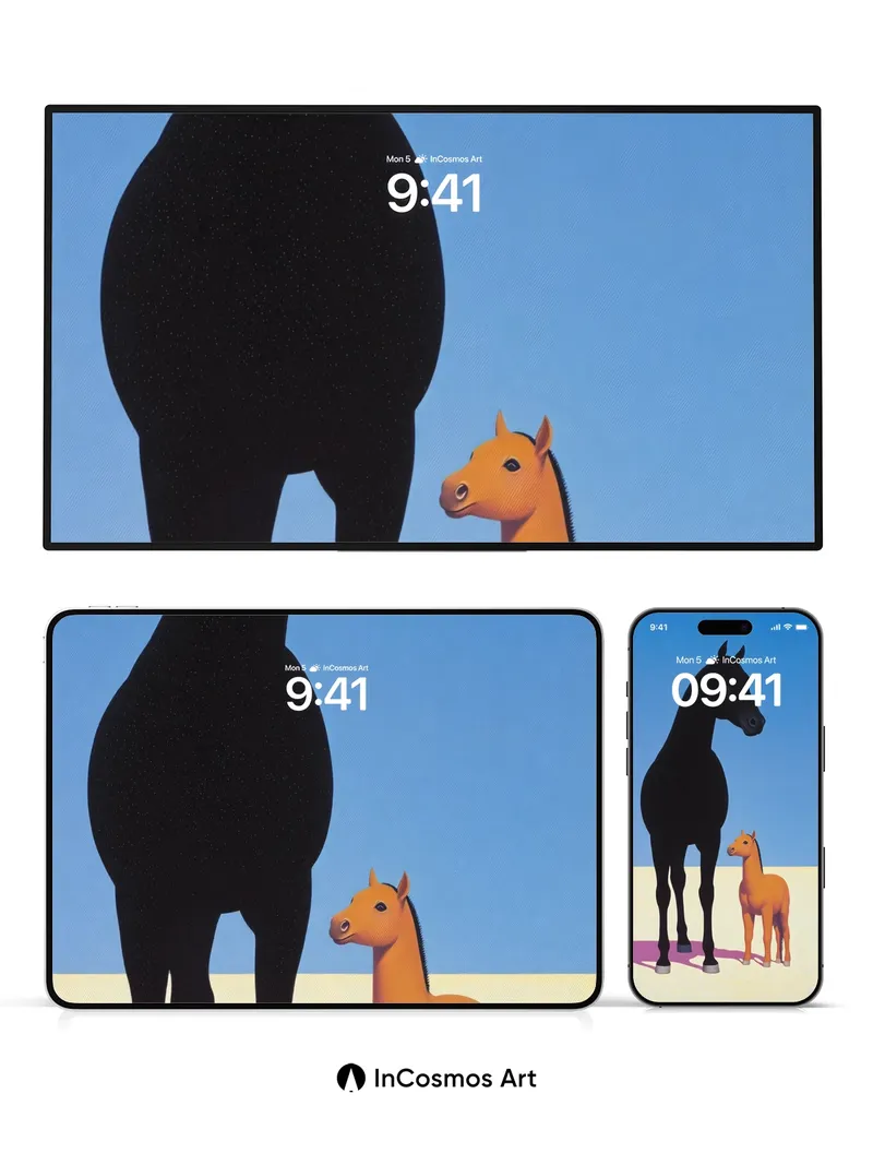 Silent Bond Wallpaper with Floating Horses