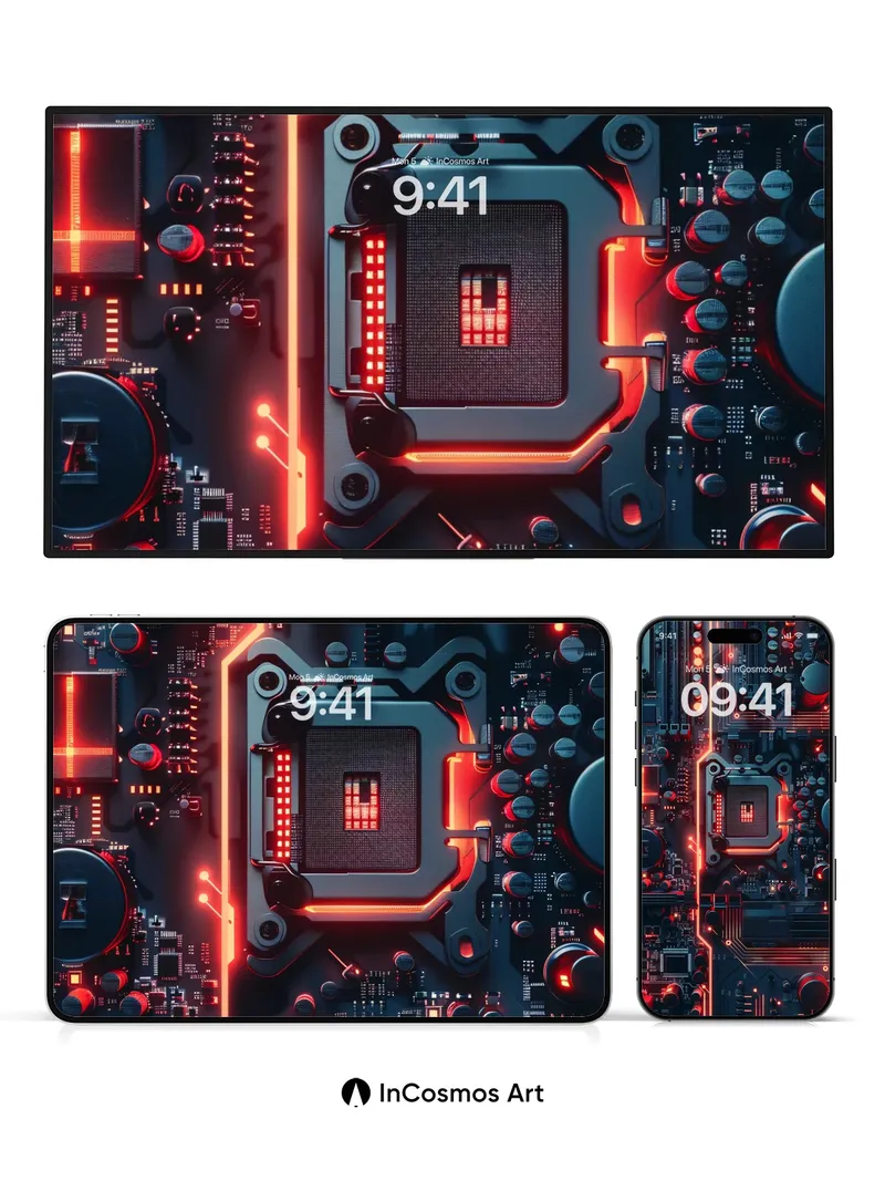 Neon Pulse Wallpaper with Circuit Veins