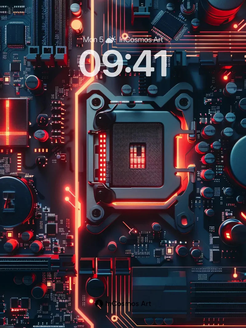 Neon Pulse Wallpaper with Circuit Veins