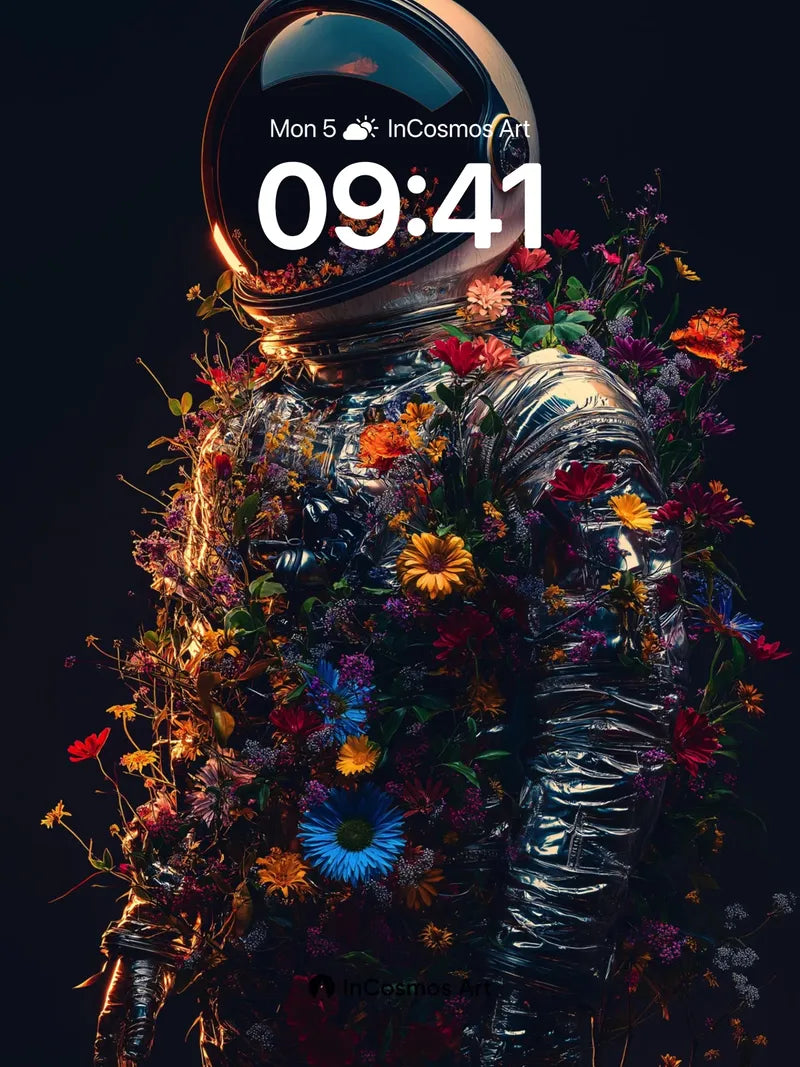 Cosmic Bloom Wallpaper with Flowered Suit