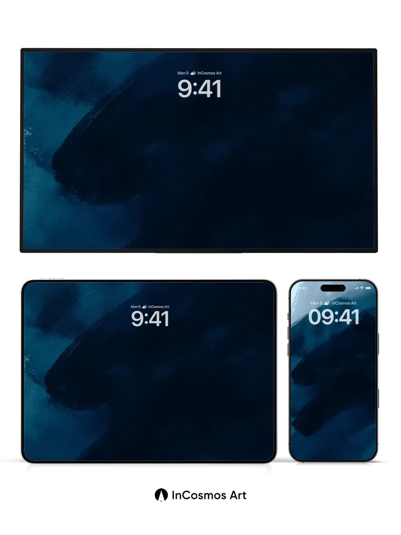 Midnight Blue Brushstroke Wallpaper with Hazy Depth