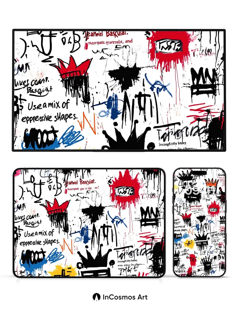 Chaotic Crown Wallpaper with Basquiat Energy