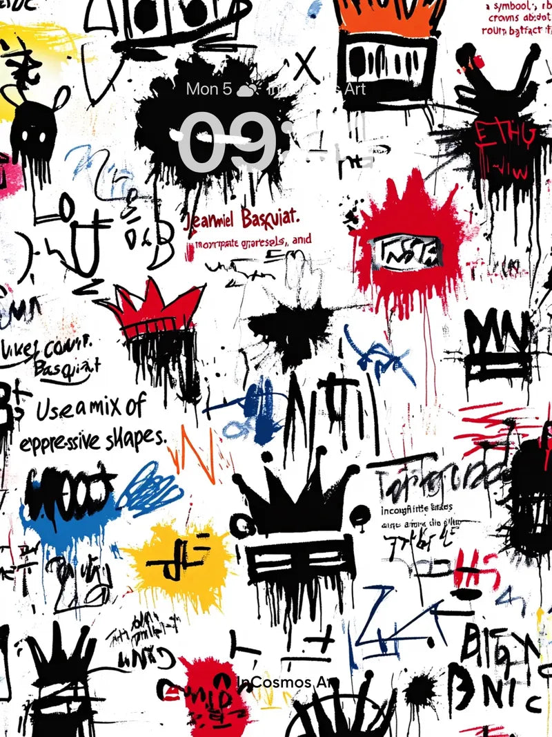Chaotic Crown Wallpaper with Basquiat Energy