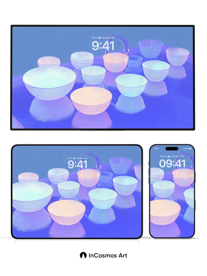 Luminous Glass Bowl Wallpaper with Ethereal Reflections