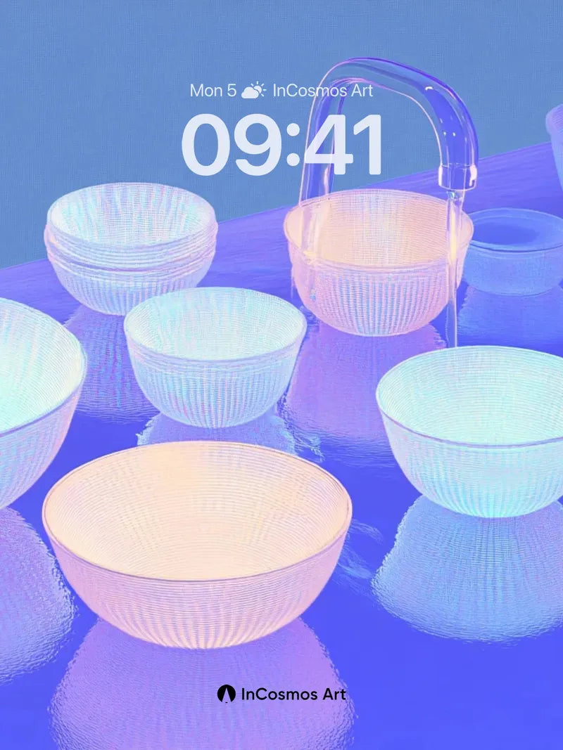 Luminous Glass Bowl Wallpaper with Ethereal Reflections