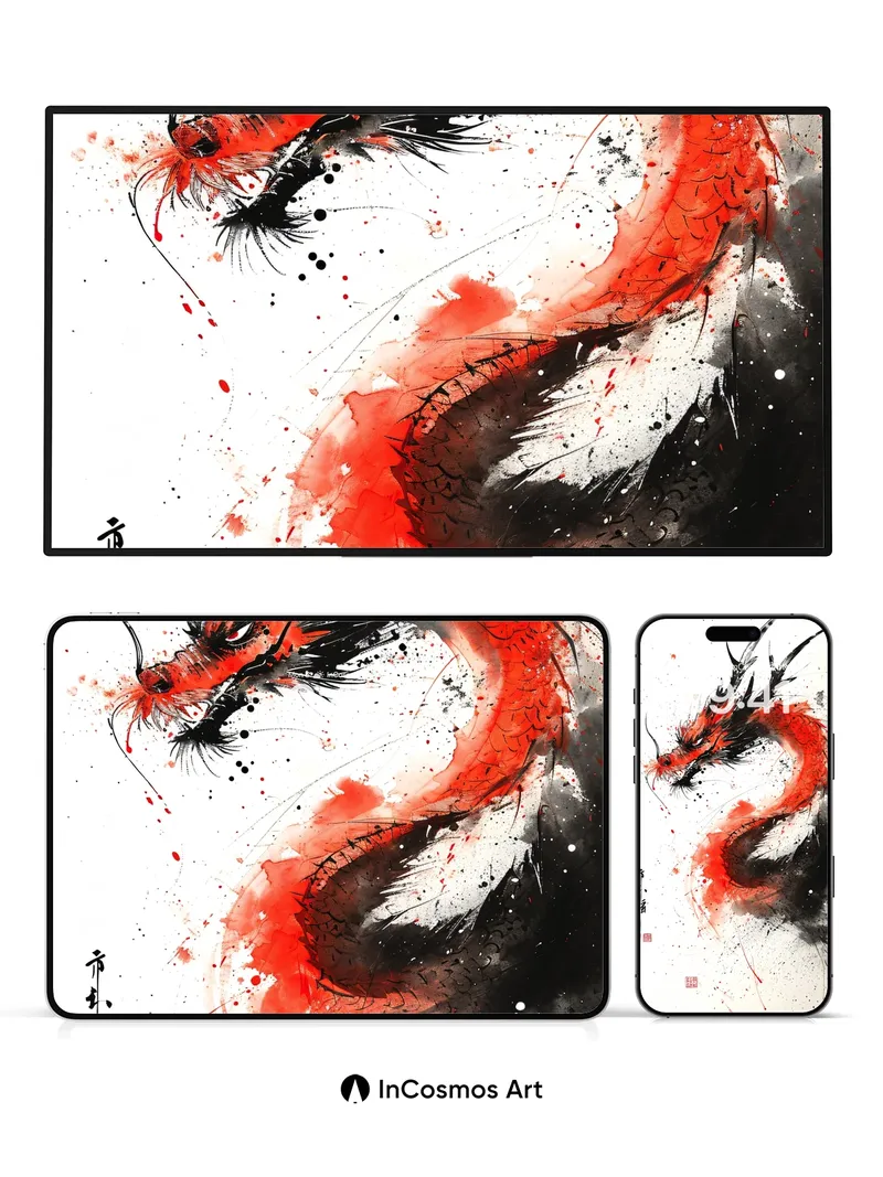 Inkstorm Dragon Wallpaper with Fiery Breath