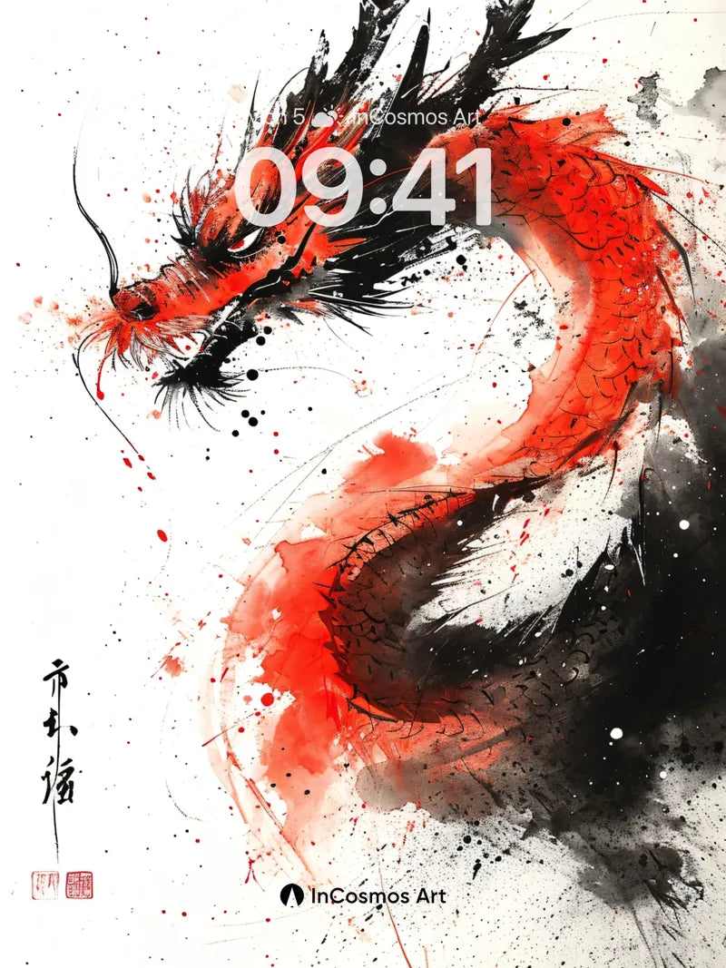 Inkstorm Dragon Wallpaper with Fiery Breath