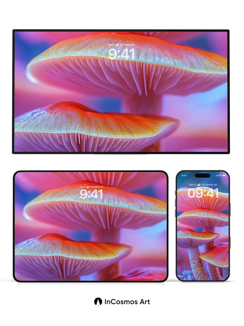 Luminous Fungi Wallpaper with Ethereal Glow