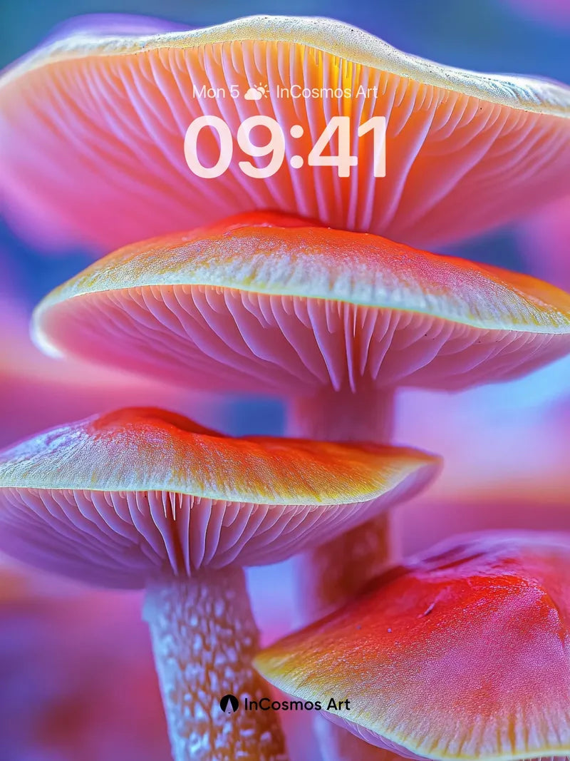 Luminous Fungi Wallpaper with Ethereal Glow