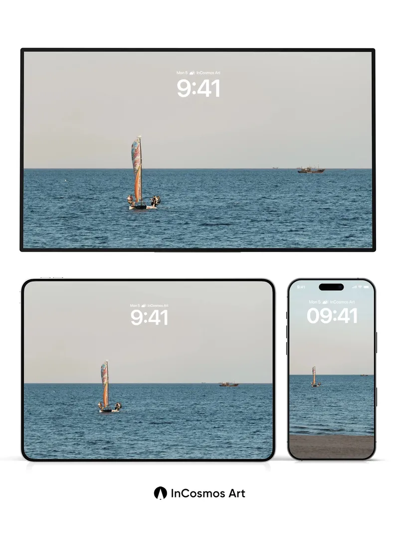 Serenity Sail Wallpaper with Horizon Hush