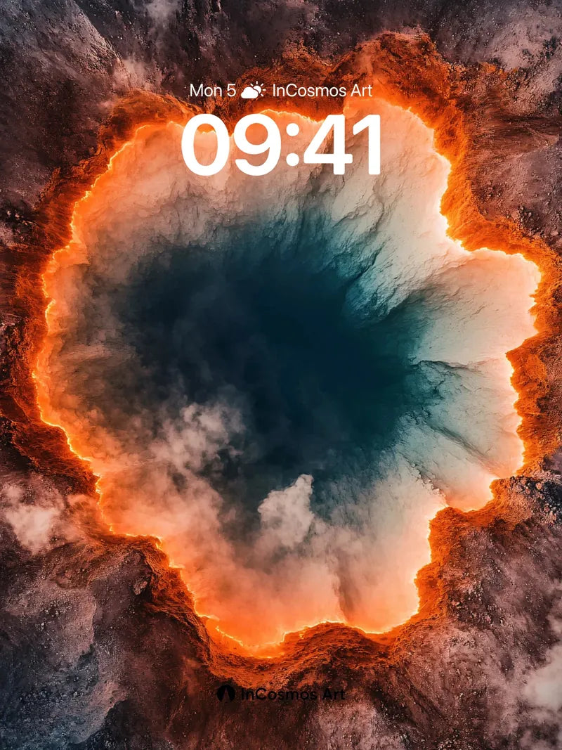 Volcanic Heart Wallpaper with Fiery Rim wallpaper for iPhone, iPad & Mac