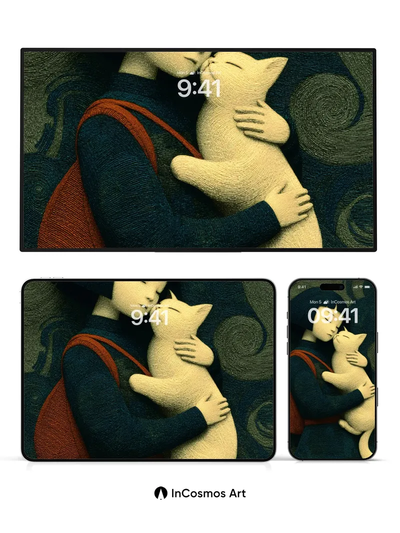 Serene Embrace Wallpaper with Textured Whispers