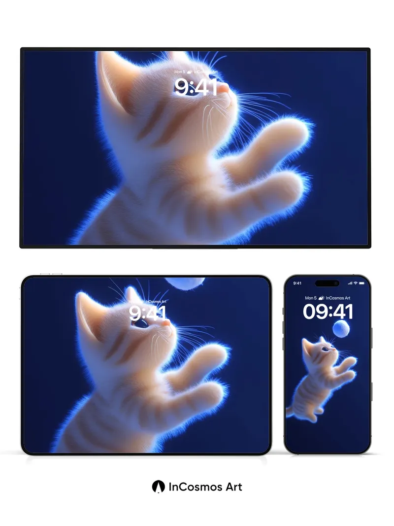 Luminous Leap Wallpaper with Floating Ball