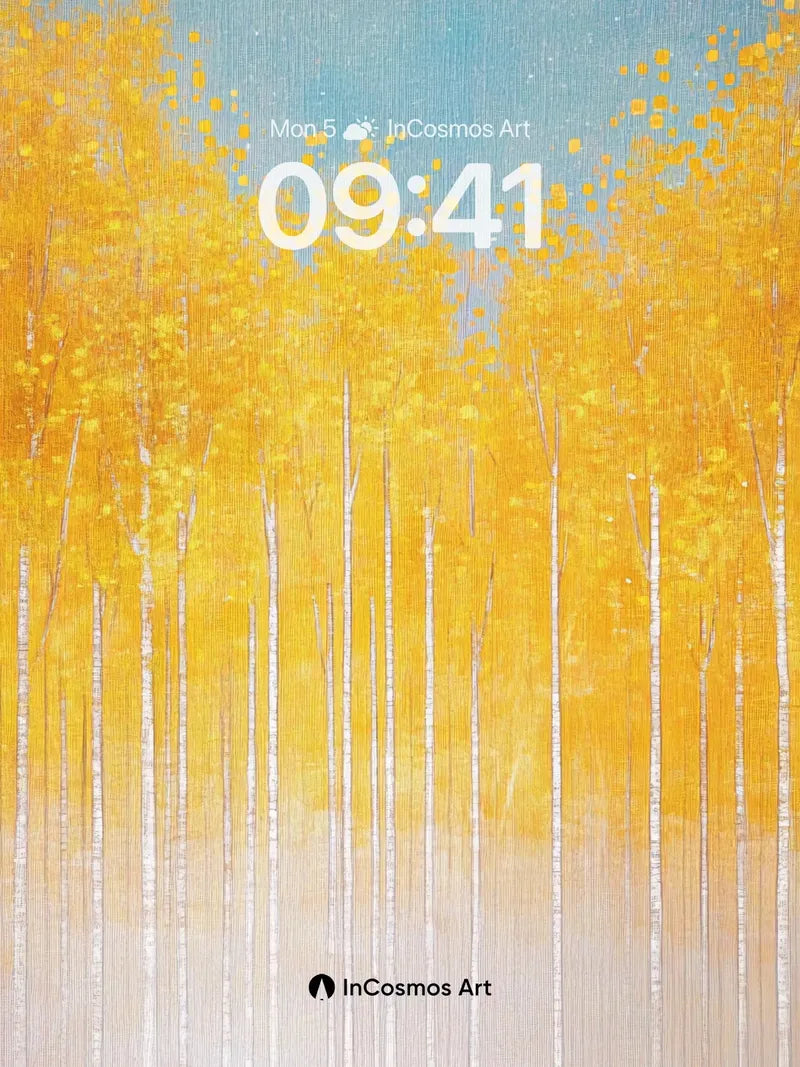 Golden Whisper Wallpaper with Silver Trunks