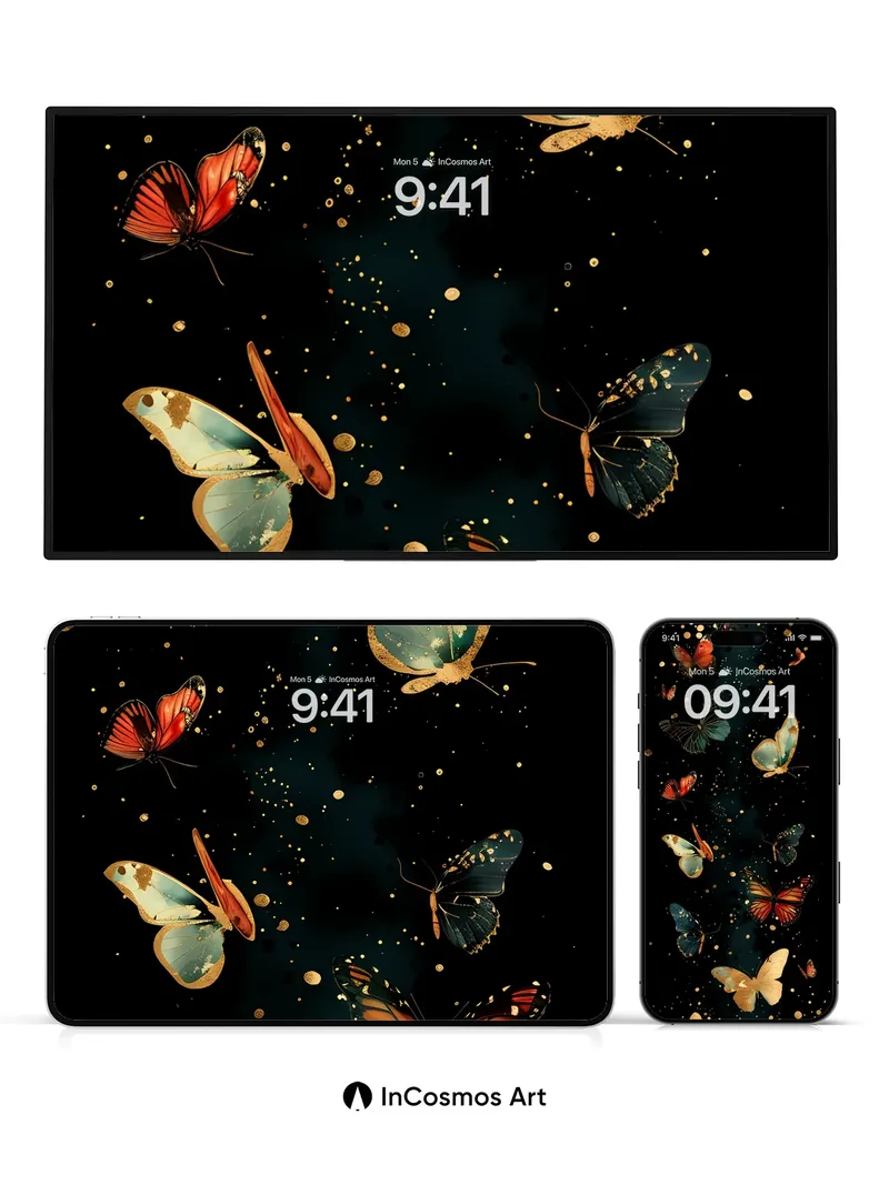 Luminous Flutter Wallpaper with Golden Dust