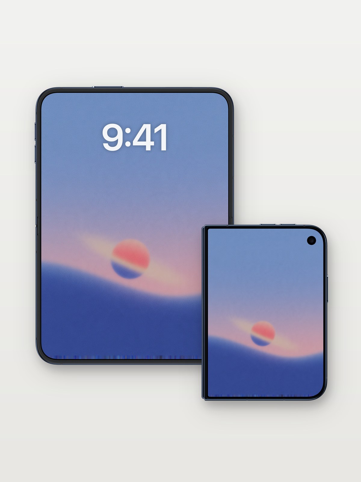 Sunset Gradient Background on iPhone Duo, open and closed