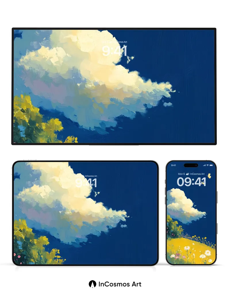 Golden Field Wallpaper with Floating Butterflies