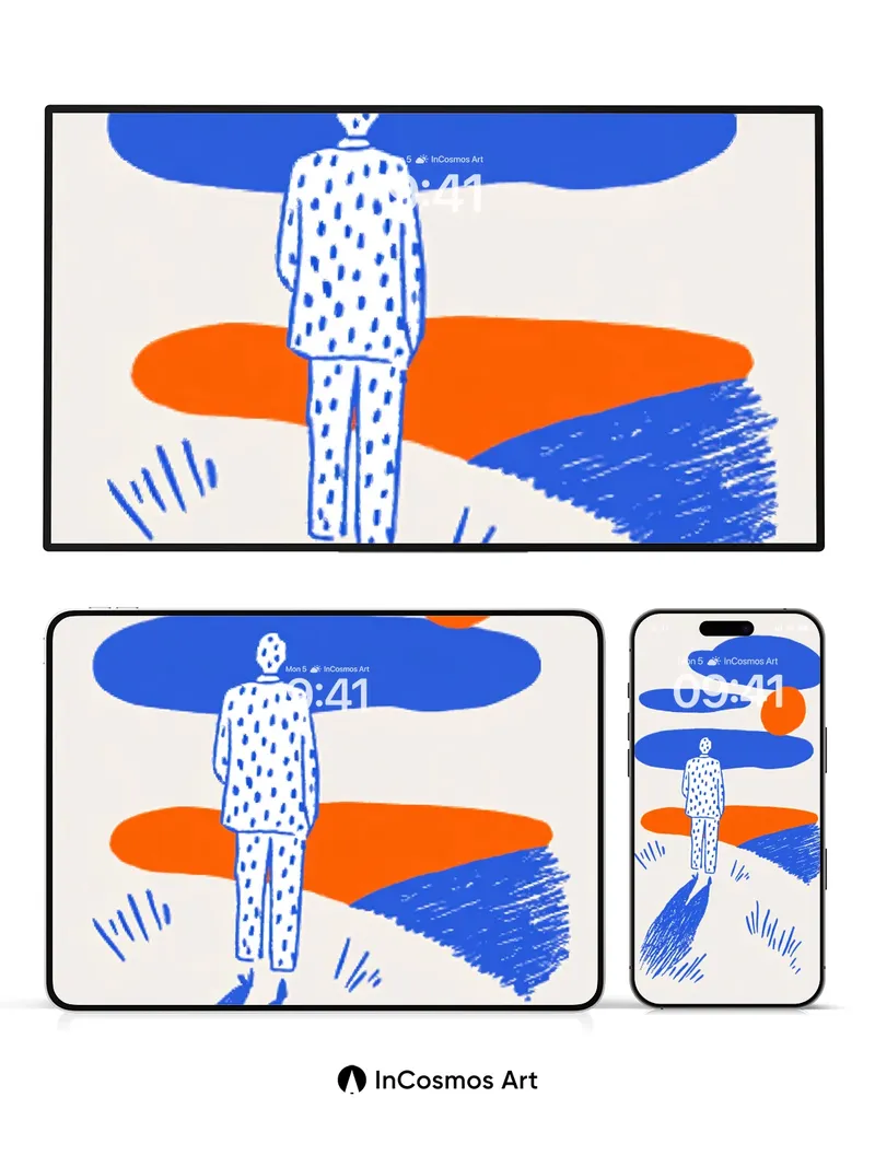 Solitary Figure Wallpaper with Polka-Dot Echo