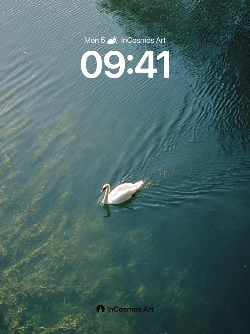 Serenity Swan Wallpaper with Emerald Depths