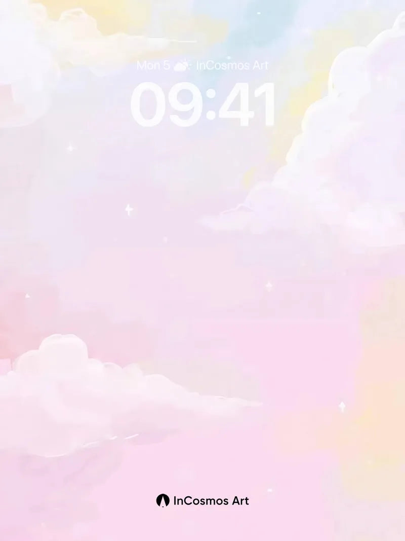 Pastel Sky Mirage Wallpaper with Floating Clouds