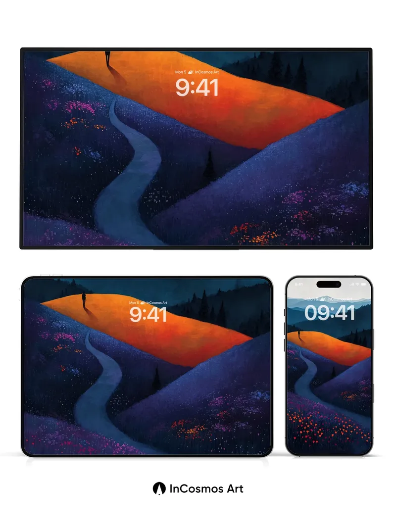 Surreal Horizon Wallpaper with Midnight Bloom