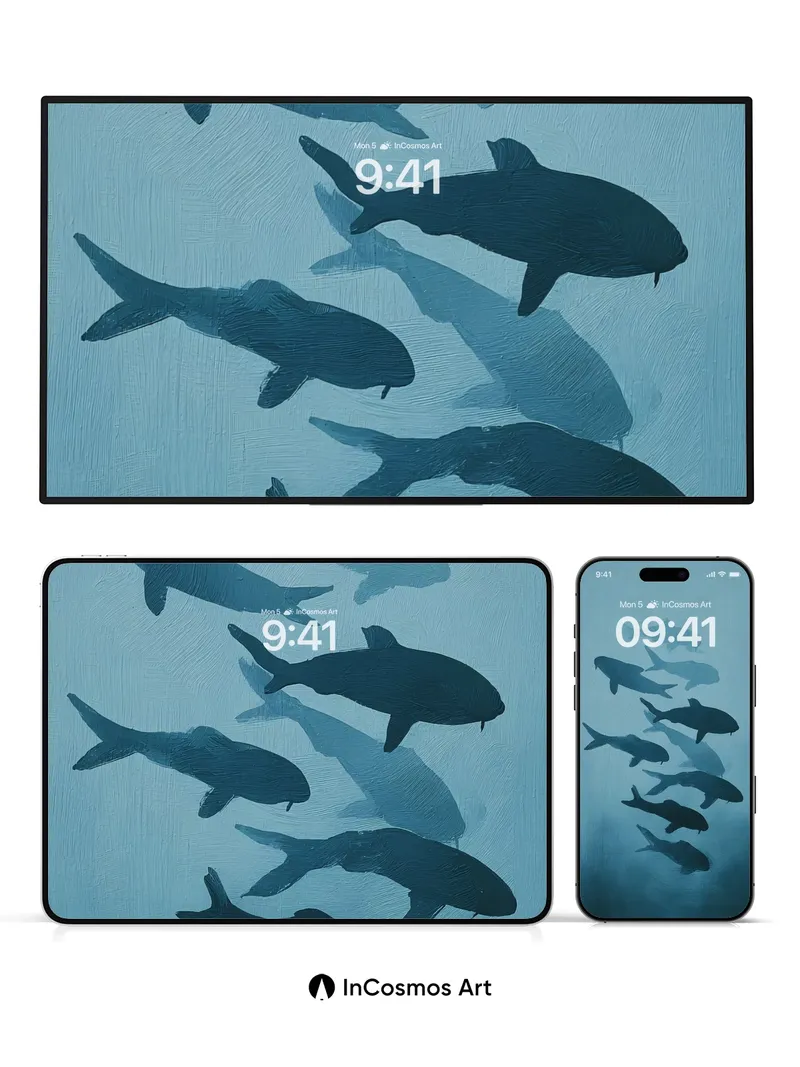 Serenity Depths Wallpaper with Shadowed Schools