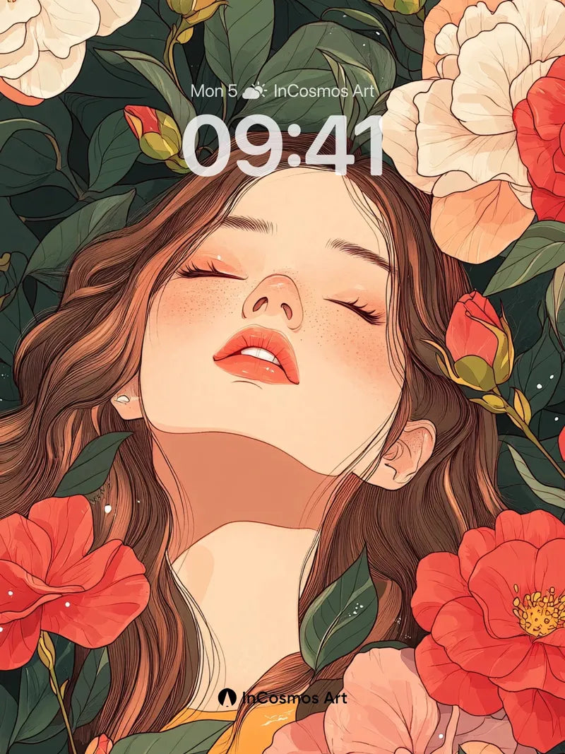 Serene Bloom Wallpaper with Floral Embrace wallpaper for iPhone, iPad & Mac