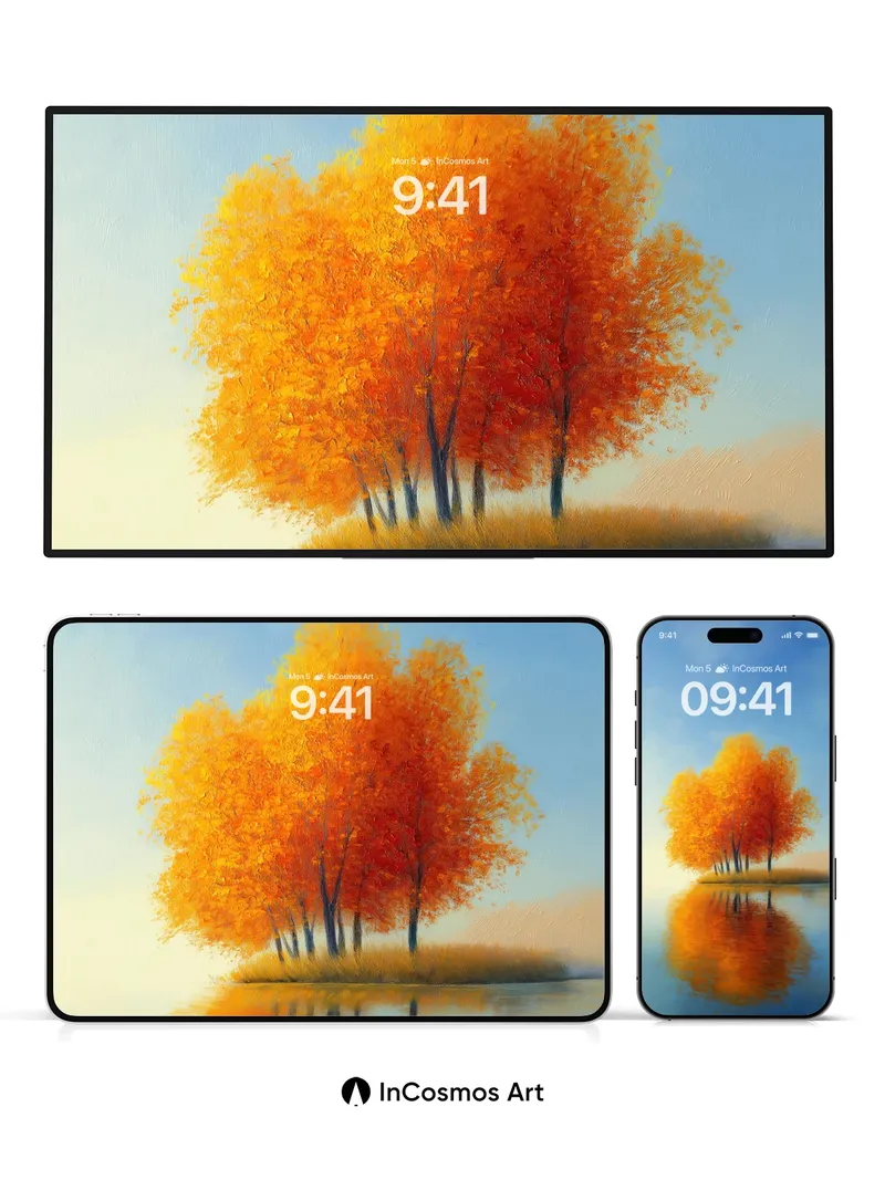 Autumn Reverie Wallpaper with Golden Reflections