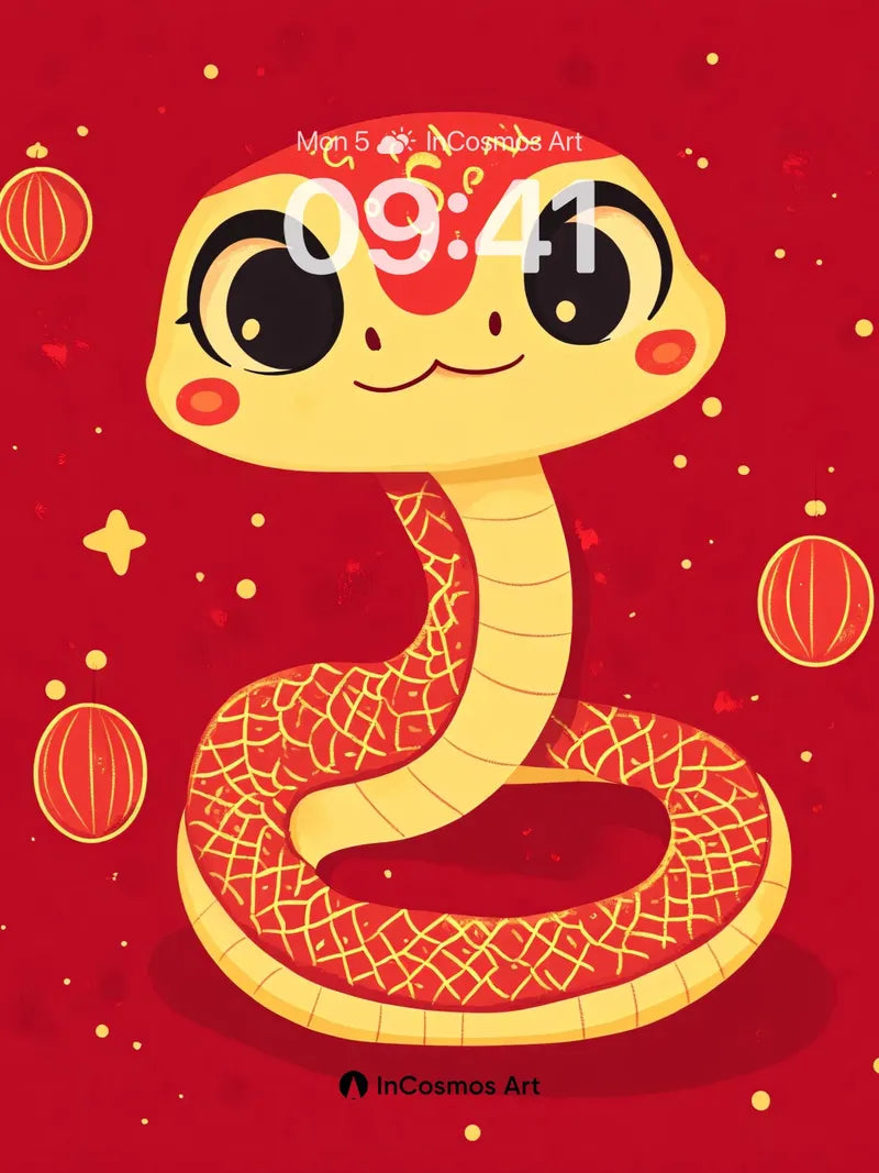 Playful Serpent Wallpaper with Festive Ornaments wallpaper for iPhone, iPad & Mac