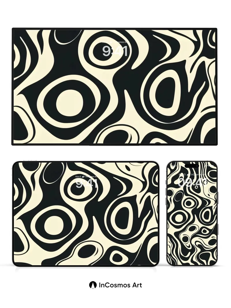 Whispering Waves Wallpaper with Hypnotic Circles