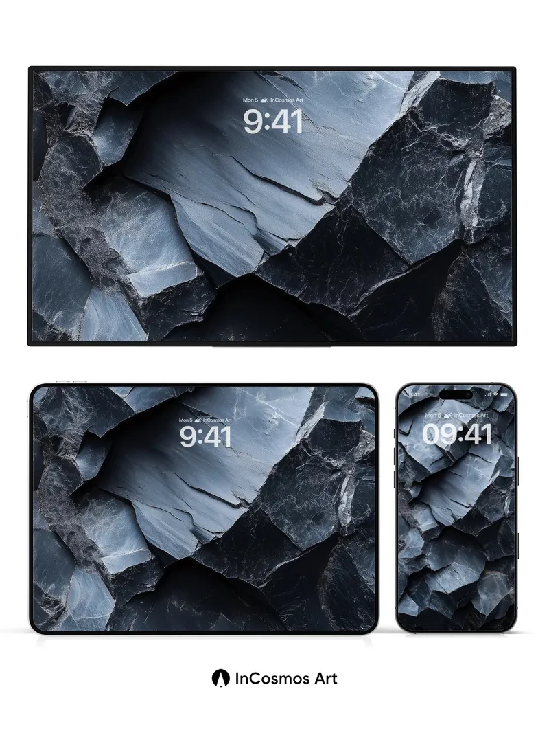 Shadowed Stone Wallpaper with Cracked Depths