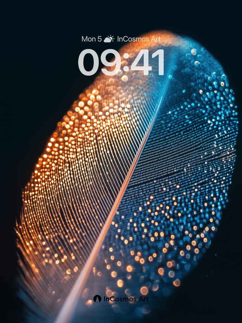 Luminous Feather Wallpaper with Celestial Glow