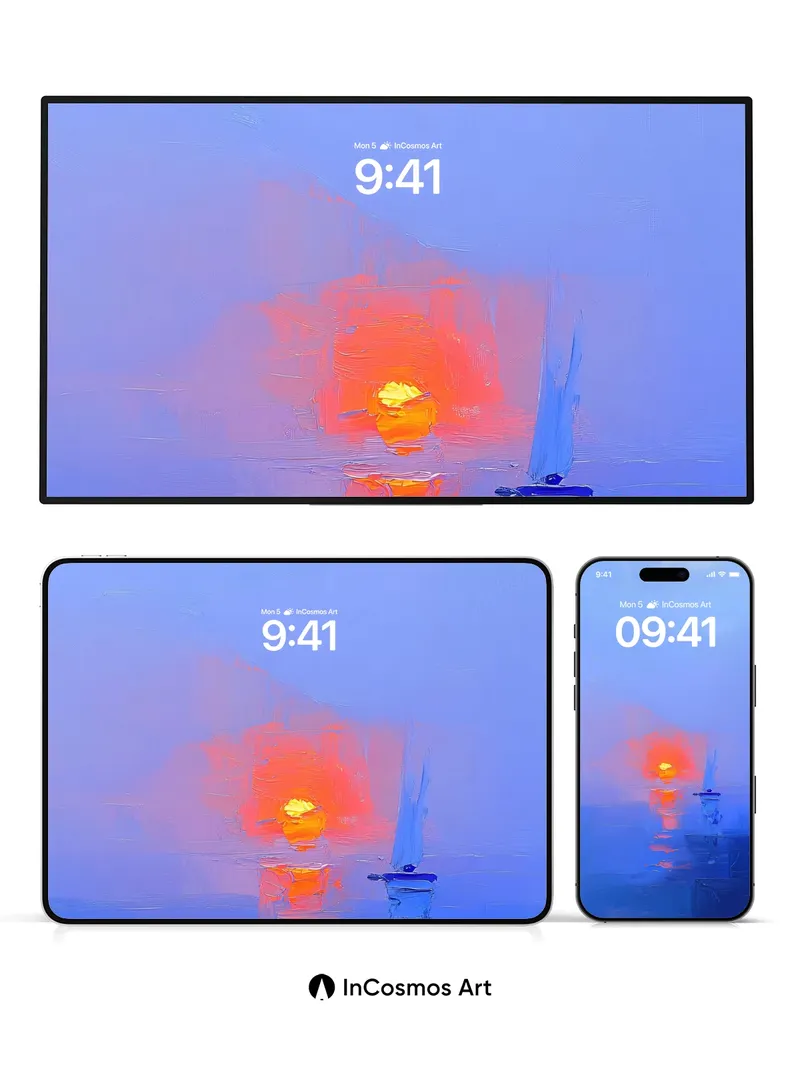 Serenity Sail Wallpaper with Sunset Haze