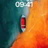 Surreal Shoreline Wallpaper with Floating Boat wallpaper for iPhone, iPad & Mac