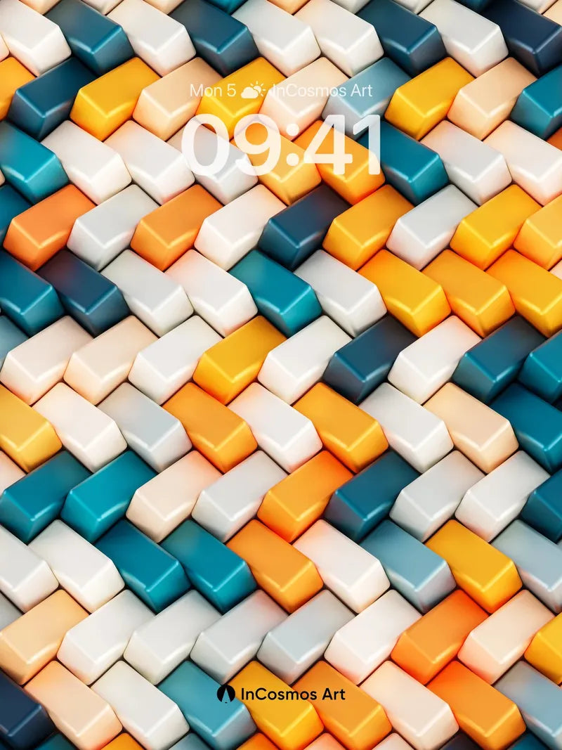 Geometric Pulse Wallpaper with Interlocking Light