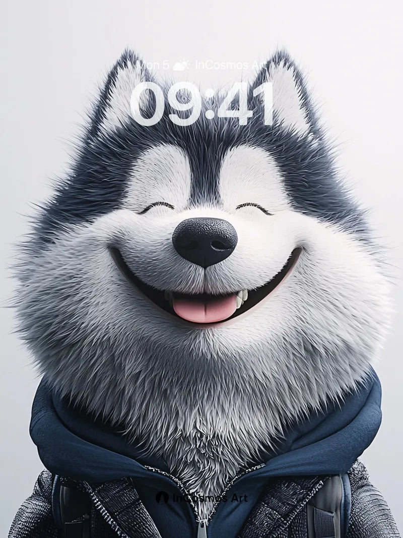 Joyful Husky Wallpaper with Cozy Hoodie wallpaper for iPhone, iPad & Mac